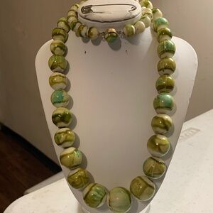 Mad Love Olive and Cream Beaded Necklace